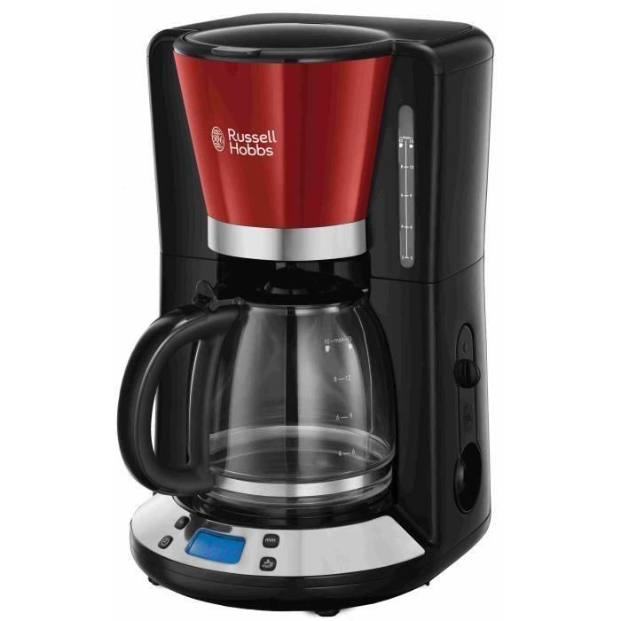 RUSSELL HOBBS 24031-56 - Cafetera programable Colors Plus - Tecnología WhirlTech - 15 tazas - 1100 W - Rojo