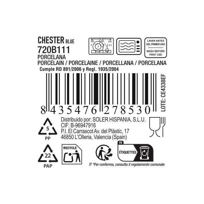 Bol Chester Blue 15.6 x 6.8 cm - Inde (12 Unidades) 4 Bol Chester Blue 15.6 x 6.8 cm - Inde (12 Unidades) 4