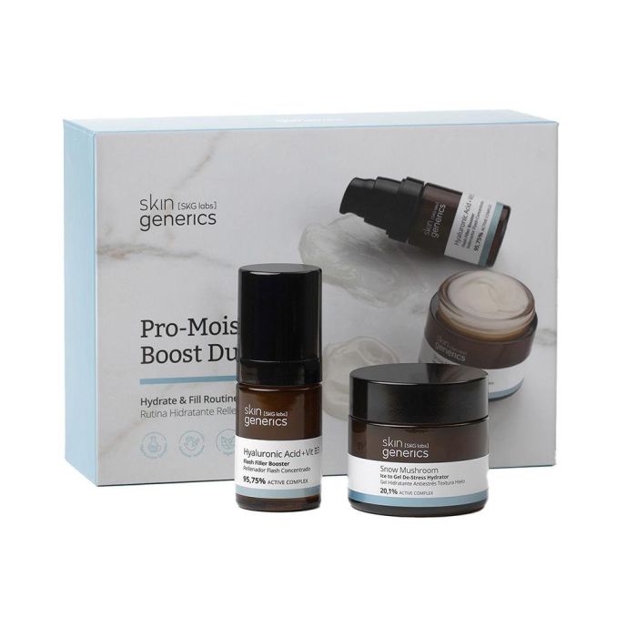 Skin Generics PRO-MOISTURE BOOST DUO: Crema Hongo Nieve + Booster Ácido Hialurónico. Hidratación, antiestrés y luminosidad para la piel