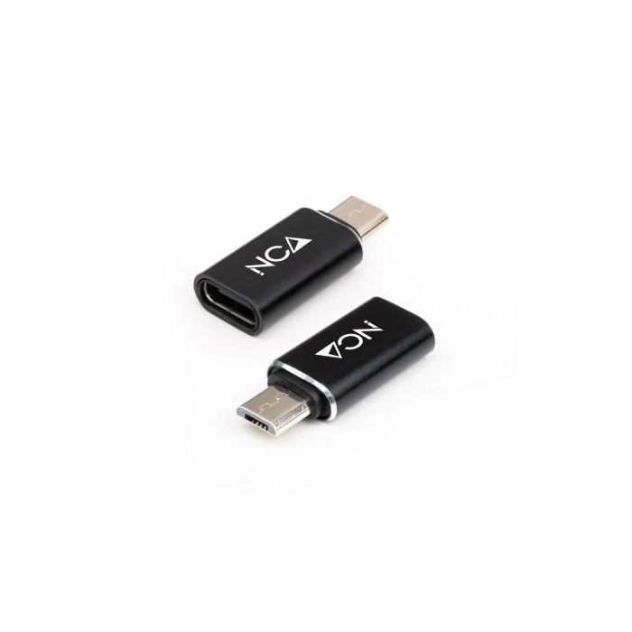 Nano Cable Adaptador 10.02.0014 MicroUSB Macho - USB Tipo-C Hembra Negro Carga y Datos