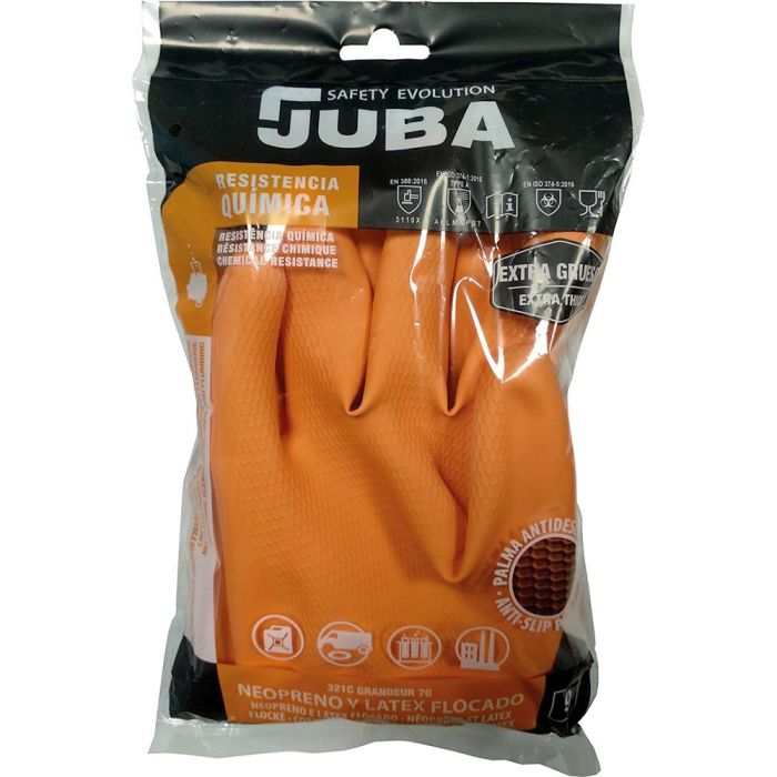Juba Grandeur 70 Guante de Trabajo Profesional Látex Neopreno Flocado Naranja Talla 6 para Industria y Mantenimiento 1 Juba Grandeur 70 Guante de Trabajo Profesional Látex Neopreno Flocado Naranja Talla 6 para Industria y Mantenimiento 1
