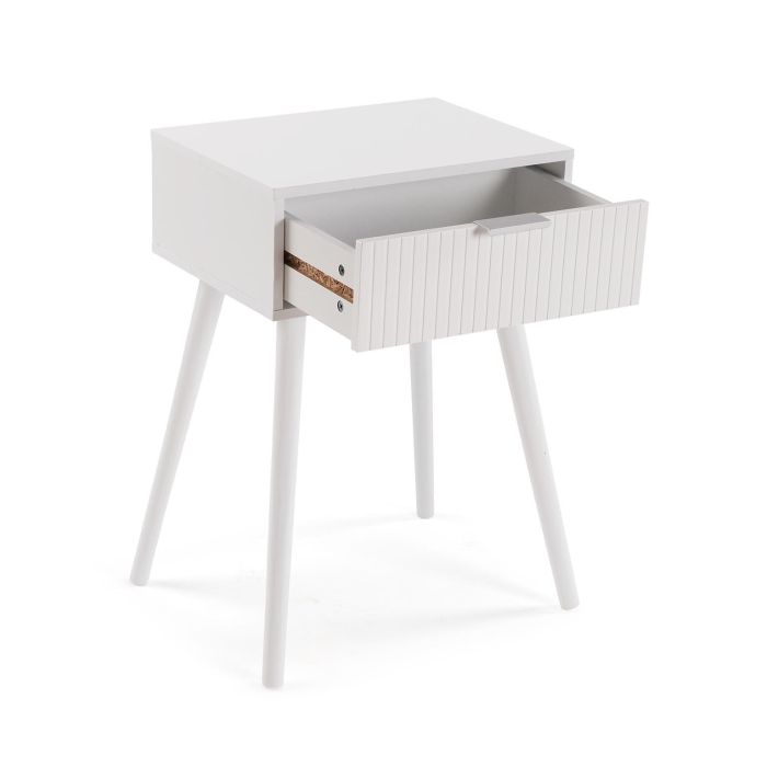 Mesita de Noche Nolan Blanca Versa 30x40x59 cm - Madera MDF y Pino (2 Unidades) 2 Mesita de Noche Nolan Blanca Versa 30x40x59 cm - Madera MDF y Pino (2 Unidades) 2