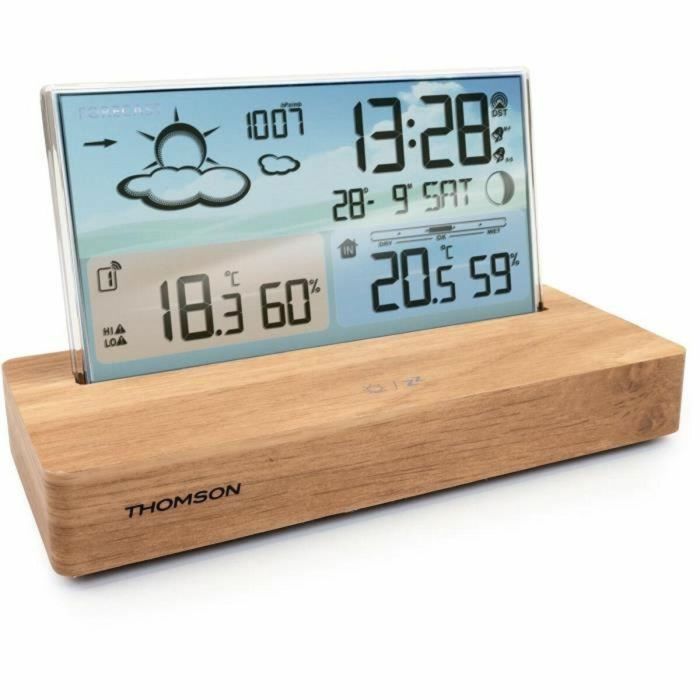 Reloj despertador estación meteorológica - THOMSON - Madera clara - Visualizador de temperatura, Higrometría, Alarma dual, USB-C, Sonda inalámbrica 5 Reloj despertador estación meteorológica - THOMSON - Madera clara - Visualizador de temperatura, Higrometría, Alarma dual, USB-C, Sonda inalámbrica 5