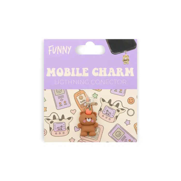 Wondee Funny Lightning Carrot Bear - Charm Protector Decorativo para Puerto de Carga de Smartphone, Compatible con Conector Lightning