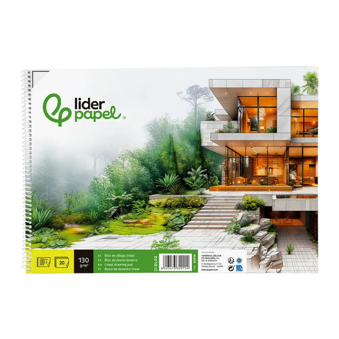 Liderpapel Bloc Dibujo Arquitectura Espiral 230x325 mm 20 Hojas 130g/m2 Microperforado 1