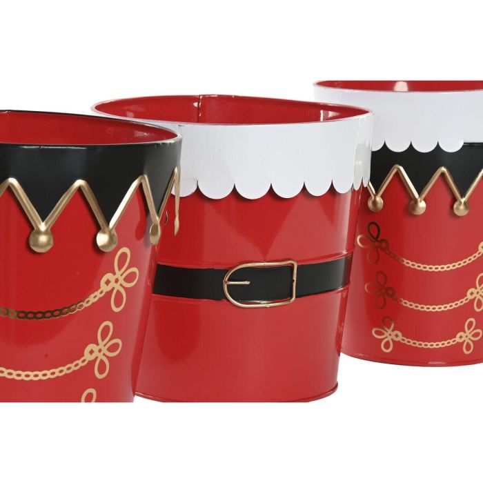 DKD Home Decor Caja de Navidad Decorativa Tradicional de Metal Rojo y Blanco 21x21x20 cm, Set de 2 Piezas para Regalo 1