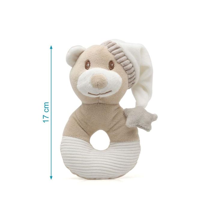 KioKids Sonajero Peluche Osito con Gorro Beige, Suave y Blandito para Bebé +0 meses, Colección Dolci Amici 3 KioKids Sonajero Peluche Osito con Gorro Beige, Suave y Blandito para Bebé +0 meses, Colección Dolci Amici 3
