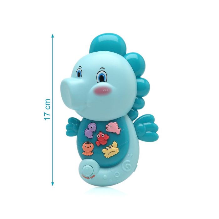 KioKids Caballito de Mar Musical Interactivo Juguete para Bebés +6 Meses, con Luces, 5 Sonidos Animales y 10 Melodías, Azul 3