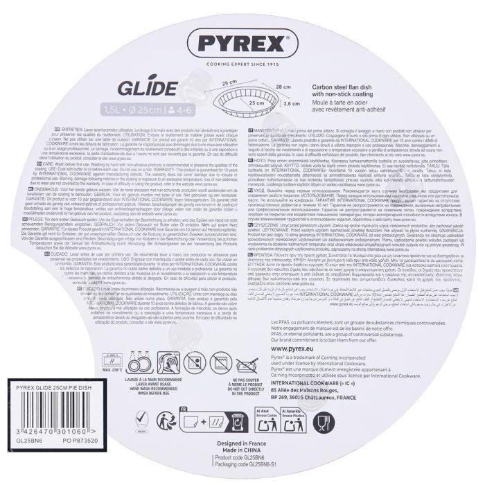 Molde Tarta Plano Horno Acero Glide Pyrex® 24 cm 2