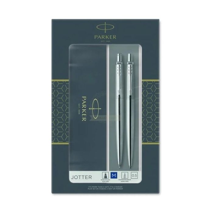 Parker Jotter - Juego de bolígrafo y portaminas de acero CT - Incluye estuche 0 Parker Jotter - Juego de bolígrafo y portaminas de acero CT - Incluye estuche 0