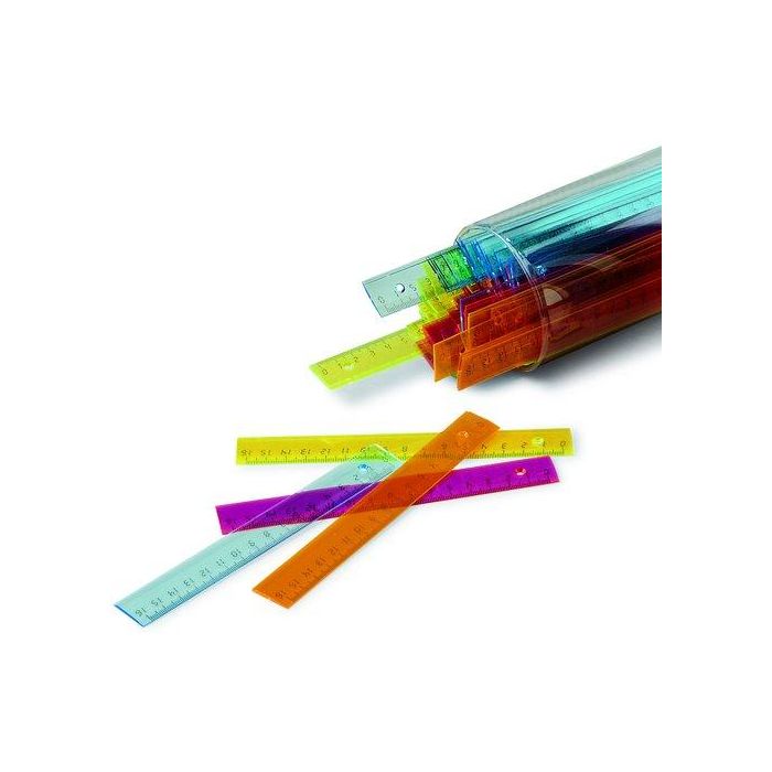Reglas Faibo Plastico Fluor Transparentes 16Cm Bote De 100