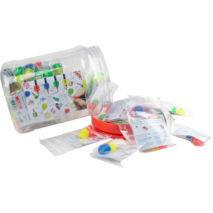 Liderpapel Adaptador Lápiz Estetro Bolsa 2 Unidades Plástico Moldeado para Dedos Ideal Niños Zurdos Diestros 2