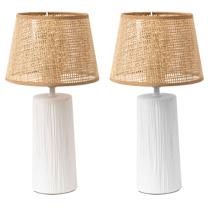Lampara Sobremesa Urban DKD Home Decor Blanco Natural 22 x 40 x 22 cm (4 Unidades) Lampara Sobremesa Urban DKD Home Decor Blanco Natural 22 x 40 x 22 cm (4 Unidades)