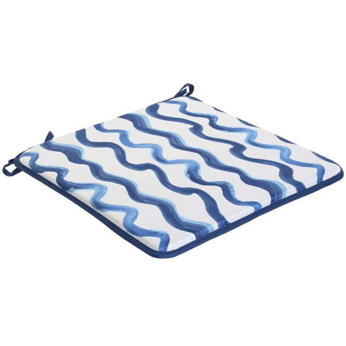 Cojin Silla Terraza Y Jardin DKD Home Decor Azul Blanco 38 x 2 x 38 cm (2 Unidades)