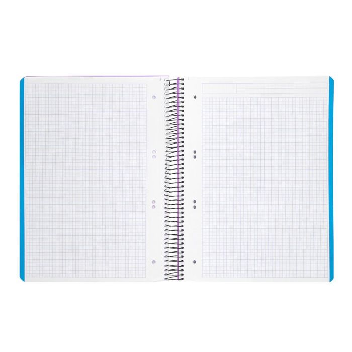 Cuaderno Espiral Liderpapel A5 Micro Wonder Tapa Plastico 120H 90 gr Cuadro 5 mm 5 Bandas 6 Taladros Color Violeta 6