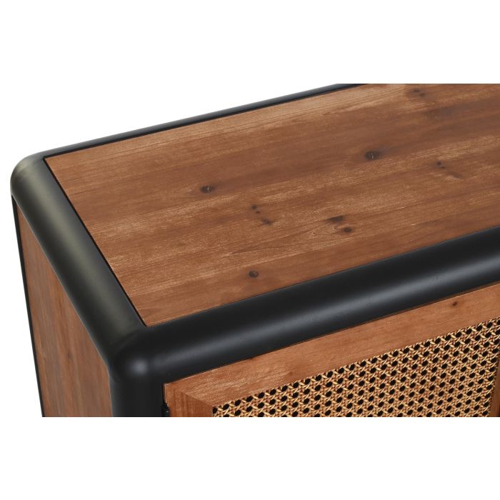 DKD Home Decor Mueble TV Loft Marron Oscuro Gris Oscuro Abeto Metal 150x40x50 cm 1