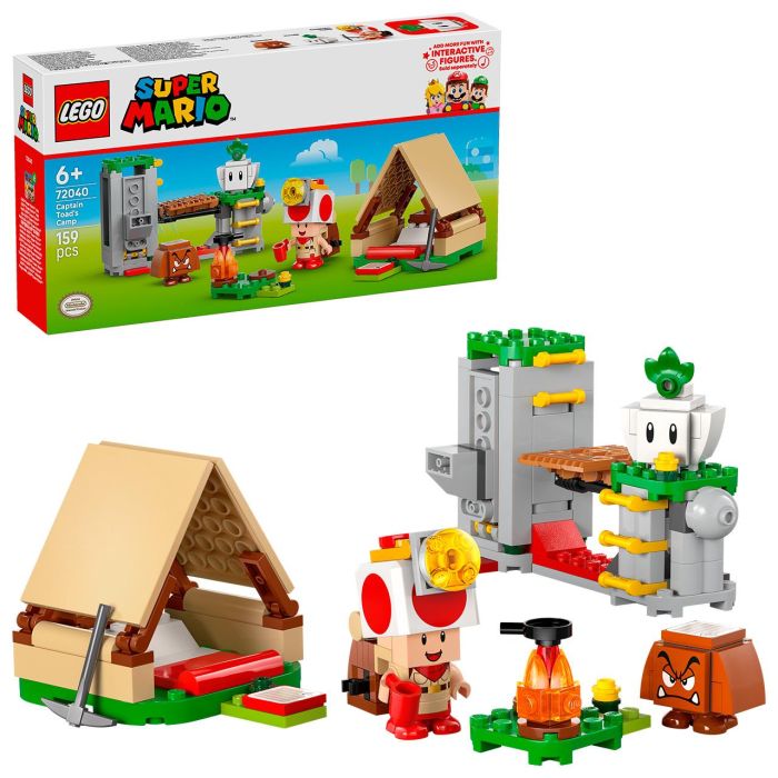 LEGO 72040 Super Mario Acampada con el Capitán Toad Set de Expansión con Tienda, Hoguera y 3 Figuras