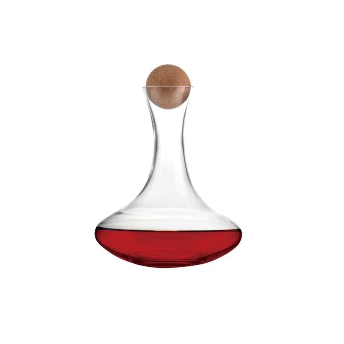 DKD Home Decor Decantador Basicos para Vino Transparente 1500ml de Cristal y Corcho 19x19x23.5 cm