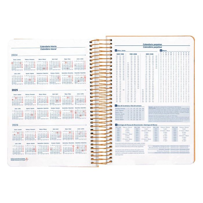 Agenda Espiral Liderpapel Perissa A4 2025 Dia Pagina Color Naranja Papel 80 gr 7