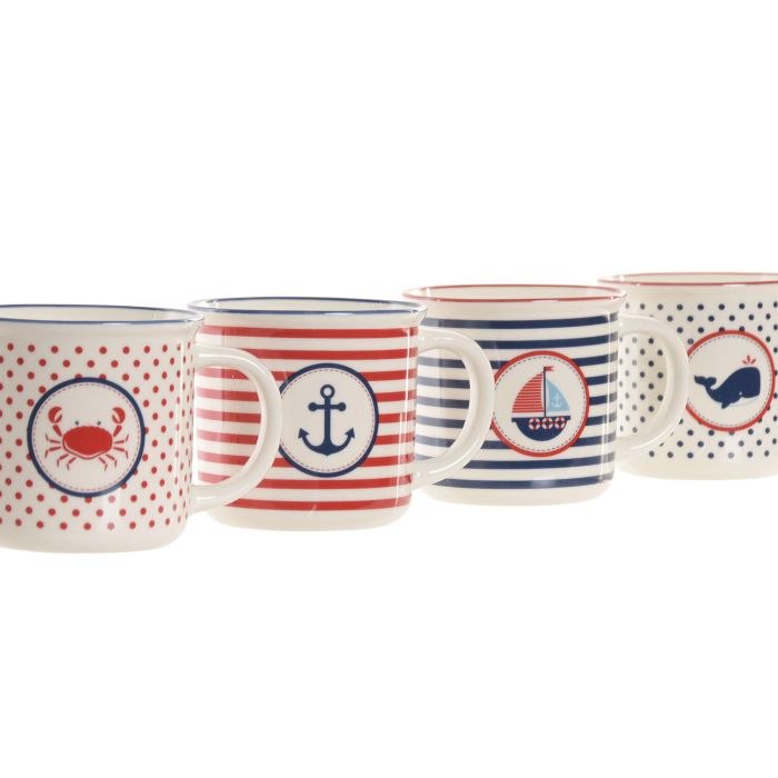 Mug Mediterraneo DKD Home Decor Azul Marino Rojo 9.5 x 9 x 12.5 cm (12 Unidades) 1