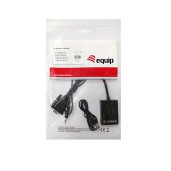 Adaptador VGA a HDMI con Audio Equip 119038 Negro 2 Adaptador VGA a HDMI con Audio Equip 119038 Negro 2