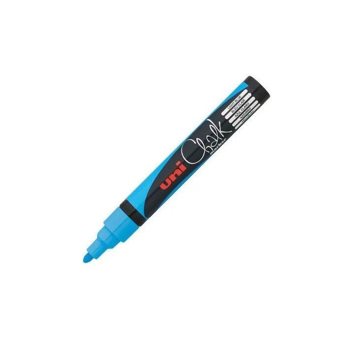 Uni-Ball Marcador De Tiza Líquida Chalk PWE-5M Azul Claro - Caja 6 Unidades