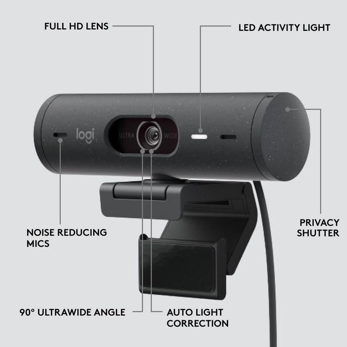 Logitech BRIO 500 Webcam Full HD 1080p 60fps con Autoenfoque y Tapa de Privacidad Grafito 13 Logitech BRIO 500 Webcam Full HD 1080p 60fps con Autoenfoque y Tapa de Privacidad Grafito 13