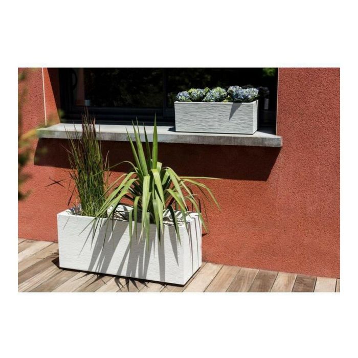 EDA PLASTIQUE Balconniere Graphit Up 25 L Blanco encalado 59x19.5x22.8 cm para Interior y Exterior Anti UV 5