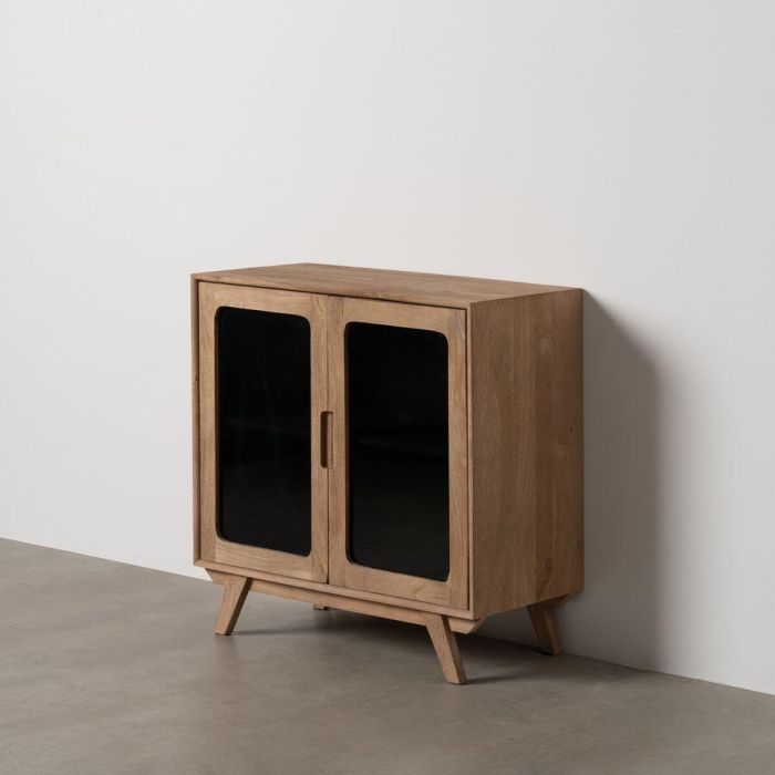 Mueble Auxiliar BURNIE Negro Natural Cristal Madera de mango 81 x 41 x 83 cm