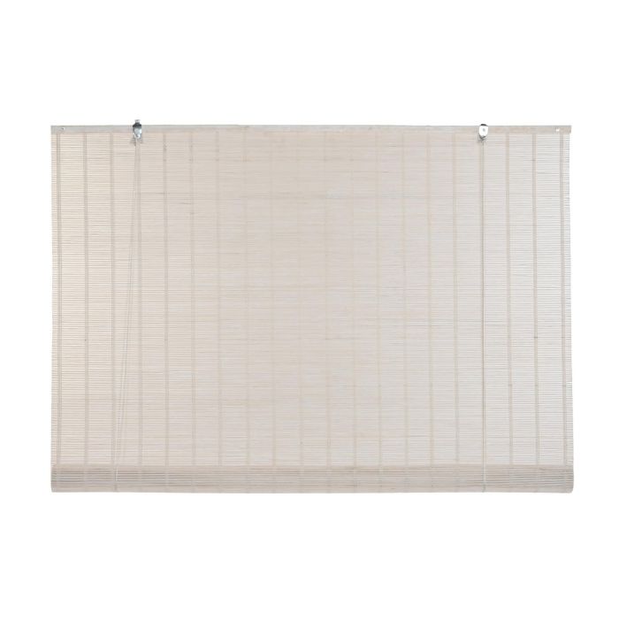 DKD Home Decor Estor Enrollable Oriental Blanco de Bambú de 120 cm de Ancho x 230 cm de Alto para Puertas