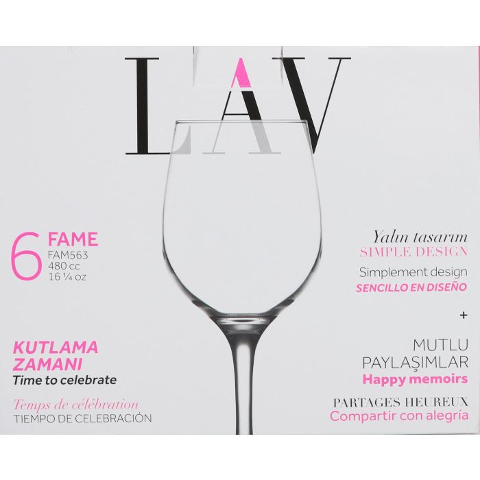 Set de 6 Copas para Vino/Agua 480 cc FAME - Lav (4 Cajas) 1 Set de 6 Copas para Vino/Agua 480 cc FAME - Lav (4 Cajas) 1