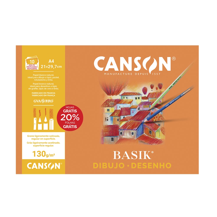 Canson Minipack Dibujo Basik Papel Dibujo Liso 130 gr. 21x29,7 cm -Sobre Unitario- 1