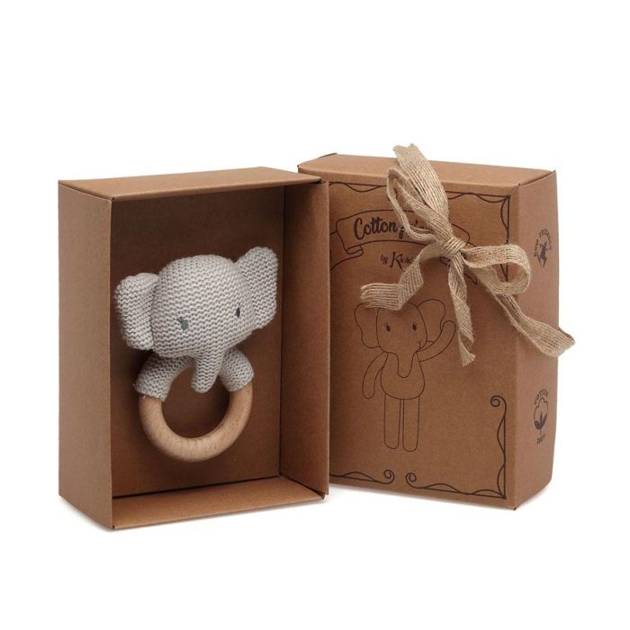 Elefante 13 cm Sonajero Gris Algodón 5