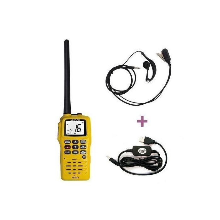 Paquete VHF portátil - NAVICOM - RT411+220V PAGO DE CARGADOR - CABLE USB