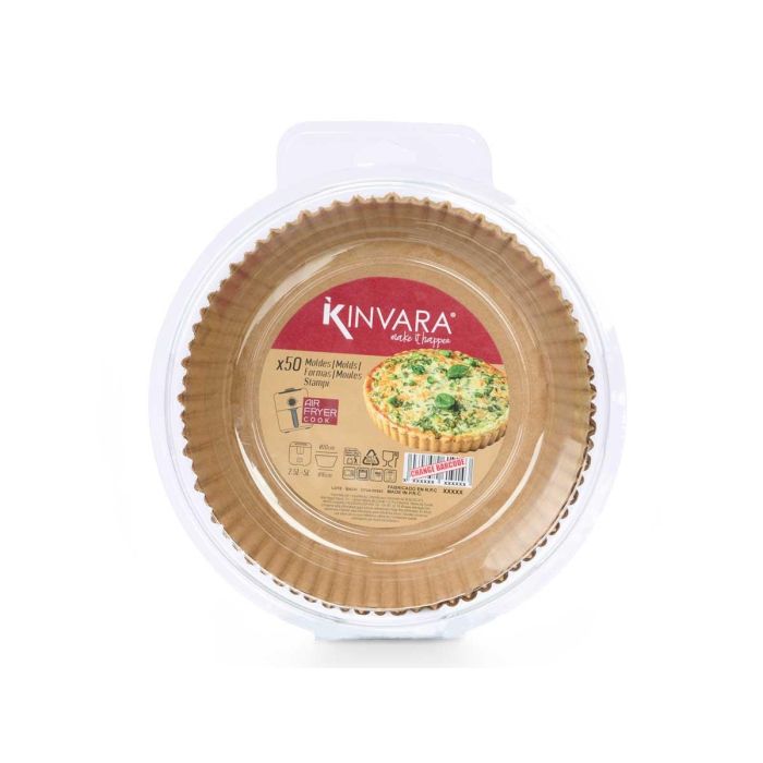 Kinvara Set 50 Moldes de Papel Redondos para Freidora de Aire, Medidas 20 x 20 x 5 cm, Color Natural, Compatible 2.5L y 5L (24 Unidades) 1 Kinvara Set 50 Moldes de Papel Redondos para Freidora de Aire, Medidas 20 x 20 x 5 cm, Color Natural, Compatible 2.5L y 5L (24 Unidades) 1