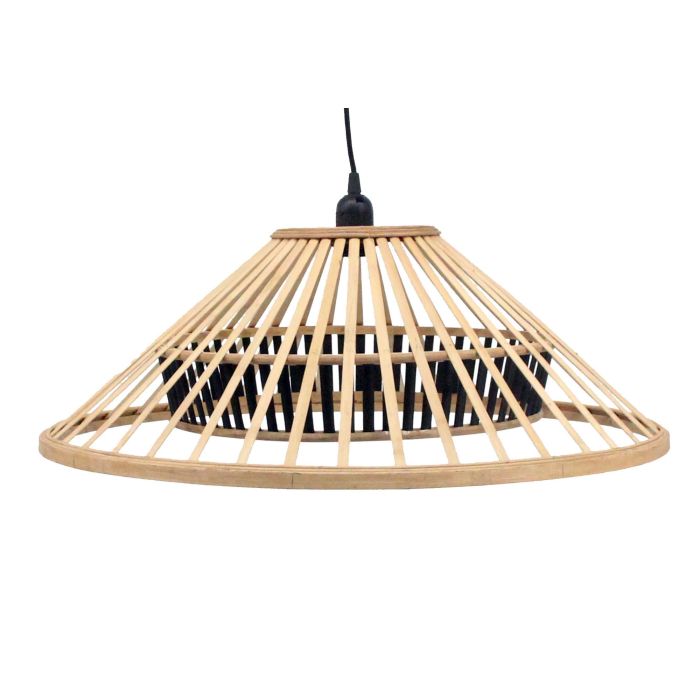 DKD Home Decor Lámpara de Techo Urban de Bambú Marrón, 60x60x26 cm, Casquillo E27, Potencia Máx. 50W, Cable 175 cm, 1 Luz