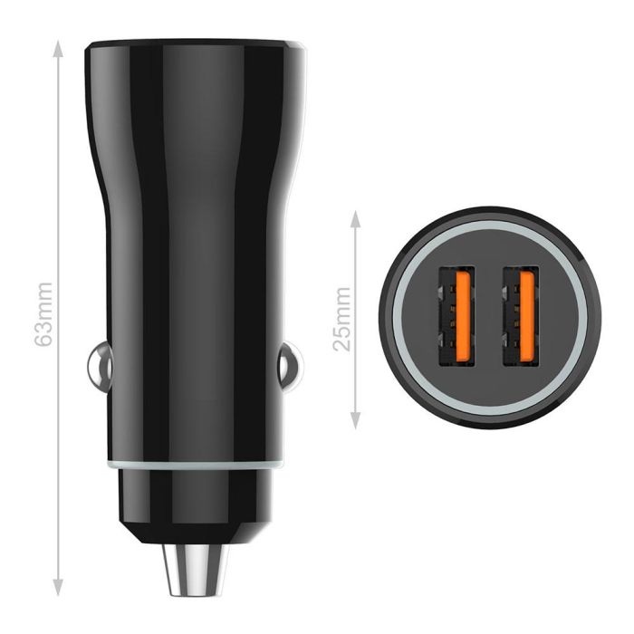 Tech on tech Cargador Coche Mechero 2.4A 3 Puertos USB Carga Rápida para Móvil iPhone Micro USB Type-C Negro 2 Tech on tech Cargador Coche Mechero 2.4A 3 Puertos USB Carga Rápida para Móvil iPhone Micro USB Type-C Negro 2