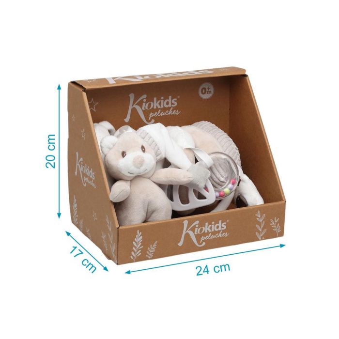 KioKids Peluche Espiral Osito Beige para Cuna y Silla de Paseo con Sonajero y Mordedor desde 0 Meses Colección Dolci Amici Con Caja 4