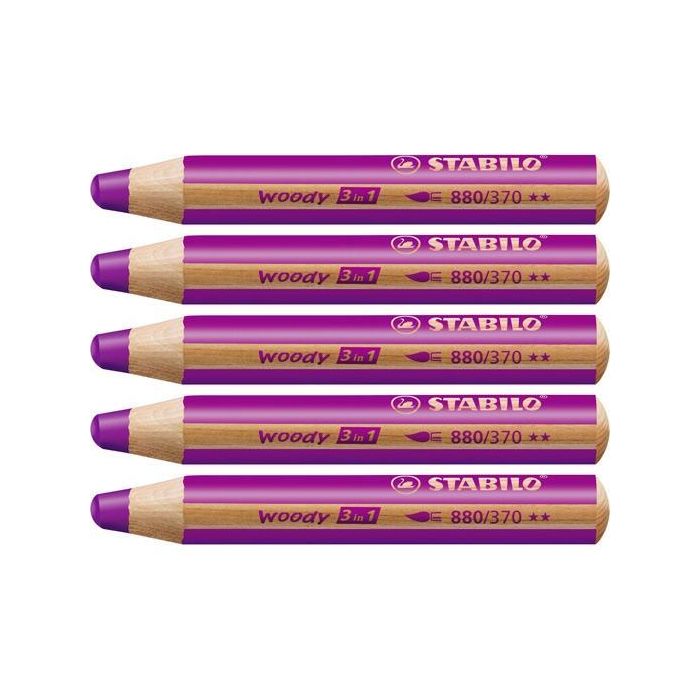 Stabilo Lápices De Colores Woody 3 En 1 Lila Estuche 5 Ud Stabilo Lápices De Colores Woody 3 En 1 Lila Estuche 5 Ud