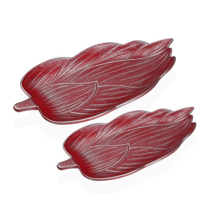 Set De Dos Centros De Mesa Rojos En Forma De Hoja Versa 18X3CM (3 Unidades) Set De Dos Centros De Mesa Rojos En Forma De Hoja Versa 18X3CM (3 Unidades)