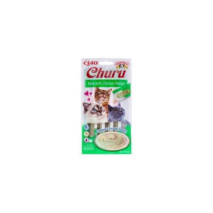 CHURU VET Snack Churu Receta de Atún con Pollo, 4 Sticks de 14g cada uno