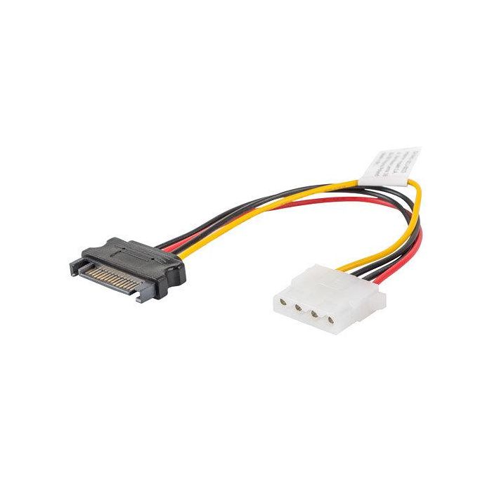 Lanberg Cable de Alimentación SATA a Molex Hembra, 15 cm - Conectores SATA 15 Pines y Molex 4 Pines