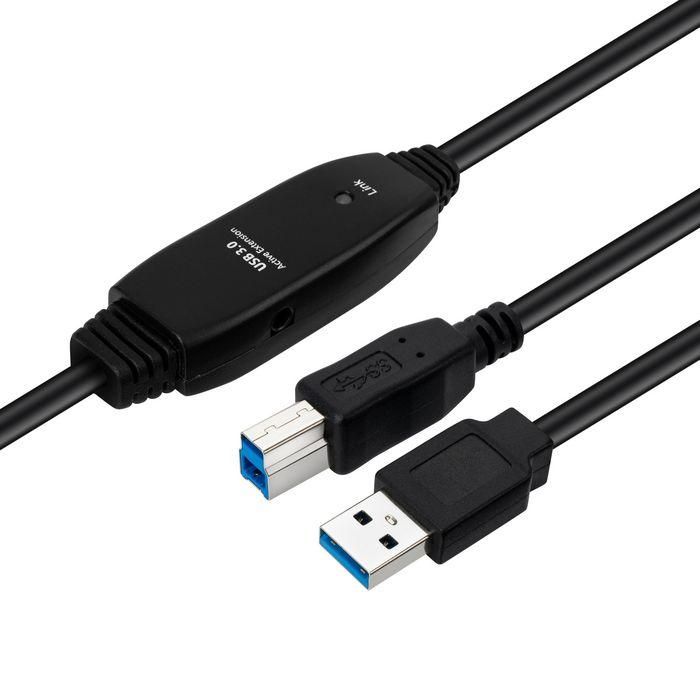 MicroConnect Active USB 3.2 Gen 1 A-B 10m M-M, Black MicroConnect Active USB 3.2 Gen 1 A-B 10m M-M, Black