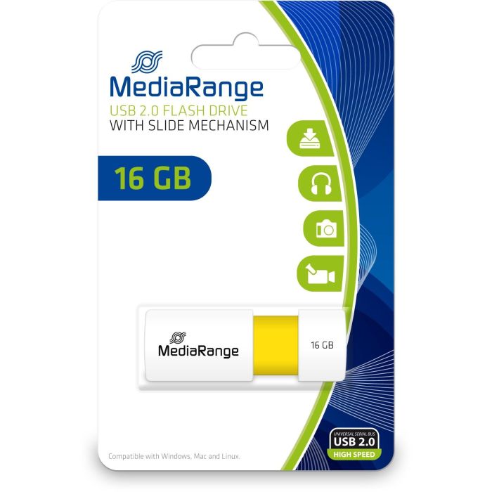 STICK MediaRange USB-Stick 16GB USB 2.0 Slider yellow 1 STICK MediaRange USB-Stick 16GB USB 2.0 Slider yellow 1
