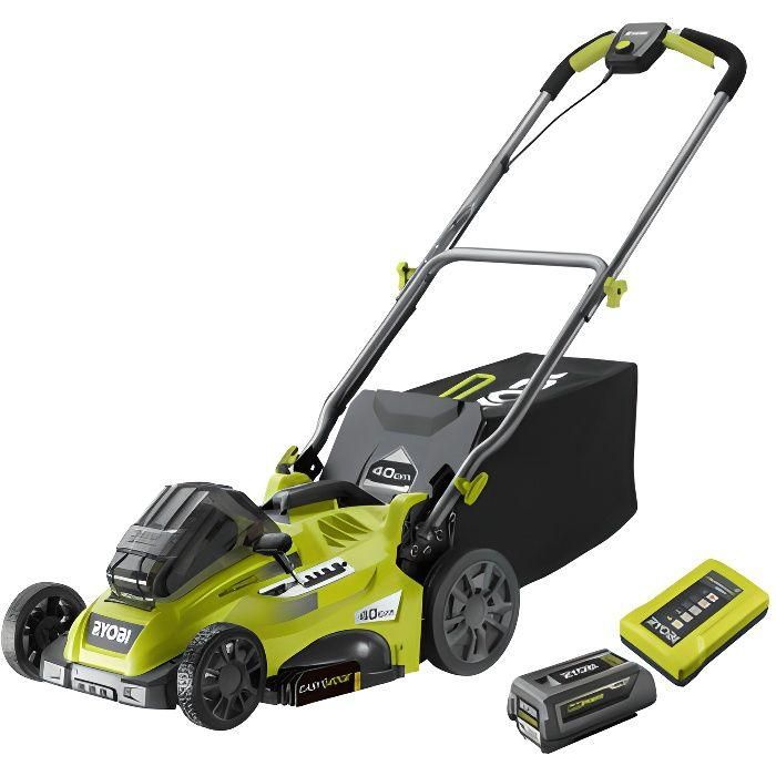 Cortacésped de empuje 36V - RYOBI - Corte Ø 40 cm - Recogida y mulching - 1 batería de litio+ de 36V 5,0 Ah y 1 cargador de 1,7 A