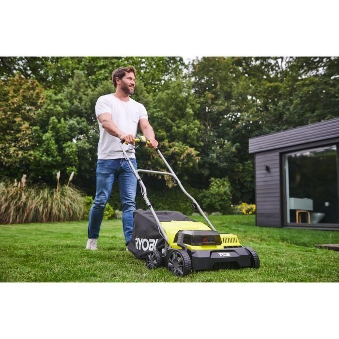 Escarificador/aireador - RYOBI - Brushless - Ø 35 cm - 2 en 1 - Contenedor flexible de 55 L - 2 baterías de 36V (18V ONE+) 4 Ah + 1 cargador 4