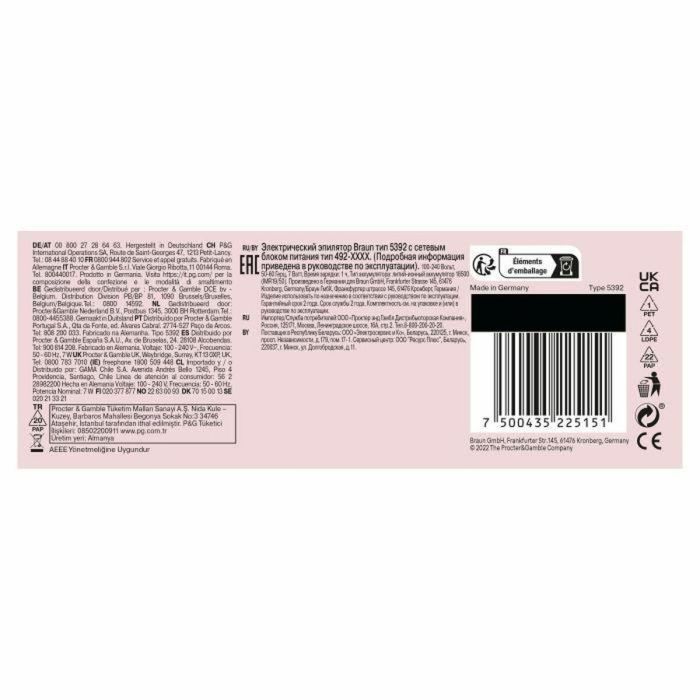 Braun Depiladora Eléctrica SE 7-000 Inalámbrica 2 Velocidades 40 min Blanco / Rosa 1