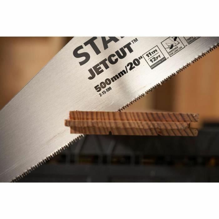 Stanley Serrucho Jet Cut Fine 500mm, Hoja Acero Calidad, Mango Ergonómico, Marcas 45°/90° para Carpintería 3