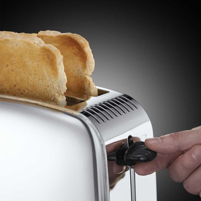 Russell Hobbs 23310-56 Tostador Eléctrico con Tueste Rápido, Función Levantar y Ver, Calientapanecillos y Bandeja Recogemigas 4