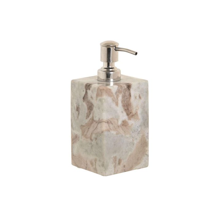 DKD Home Decor Dosificador de Mármol Moderno Marrón y Blanco 7.5x7.5x18 cm